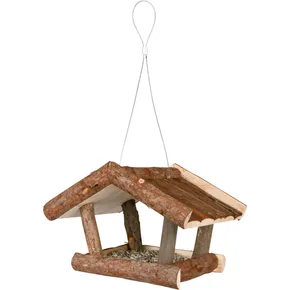 NATURA hängender Futterspender für den Außenbereich, Naturholz 32x23x20 cm
